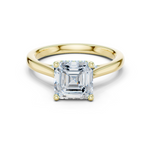 Gold Ring DDLR-163, Asscher center stone, Yellow Gold