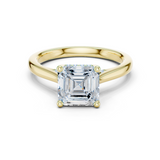 Gold Ring DDLR-163, Asscher center stone, Yellow Gold