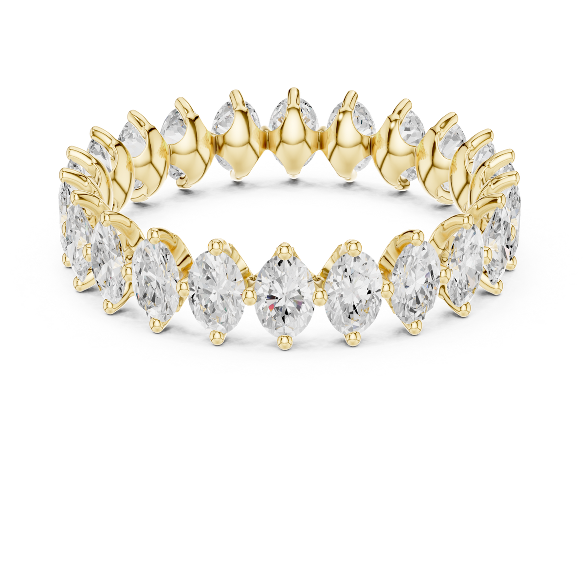 14K Solid Gold Lab Diamond Eternity Ring, Yellow Gold