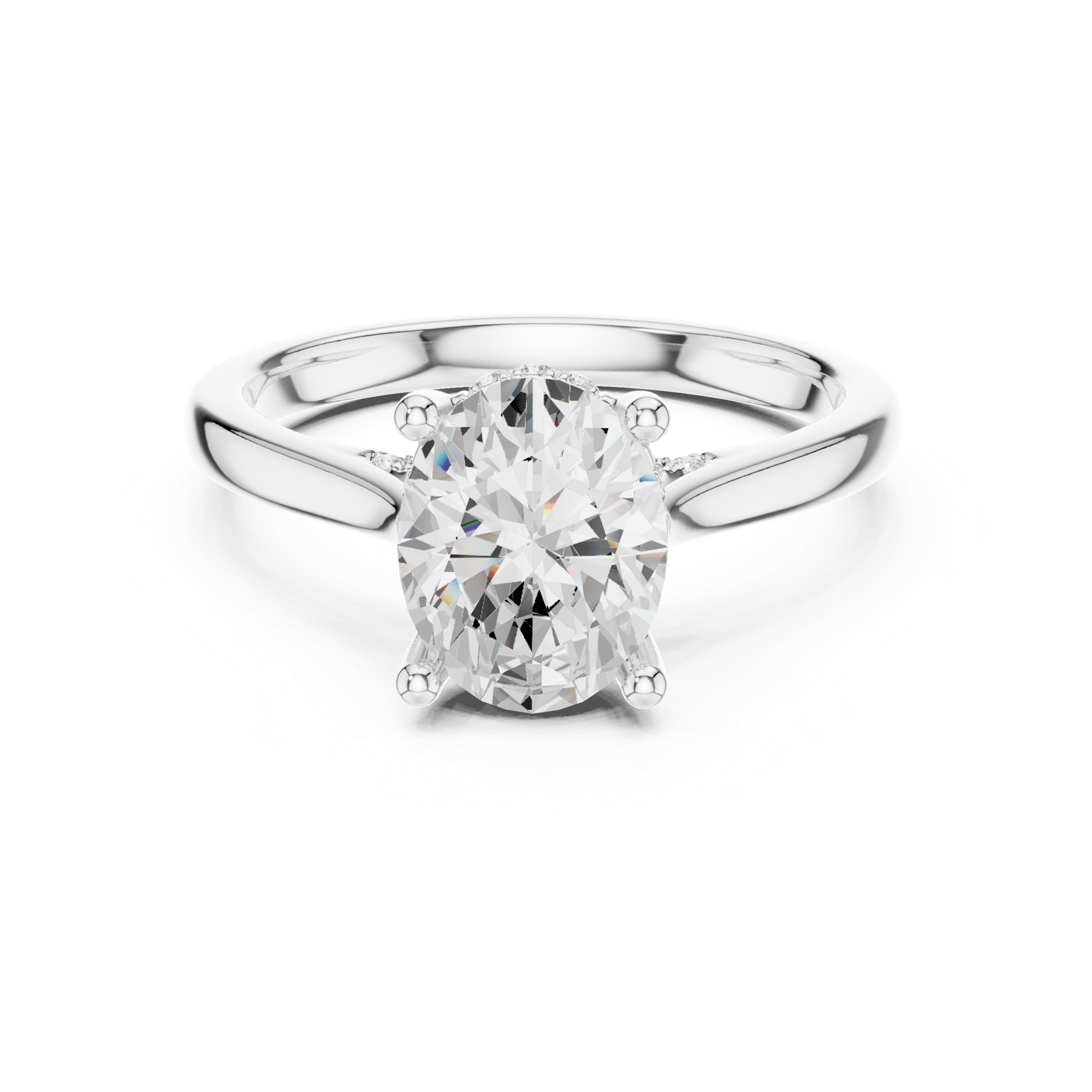 Gold Ring DDLR-163, Oval center stone, White Gold, view 4
