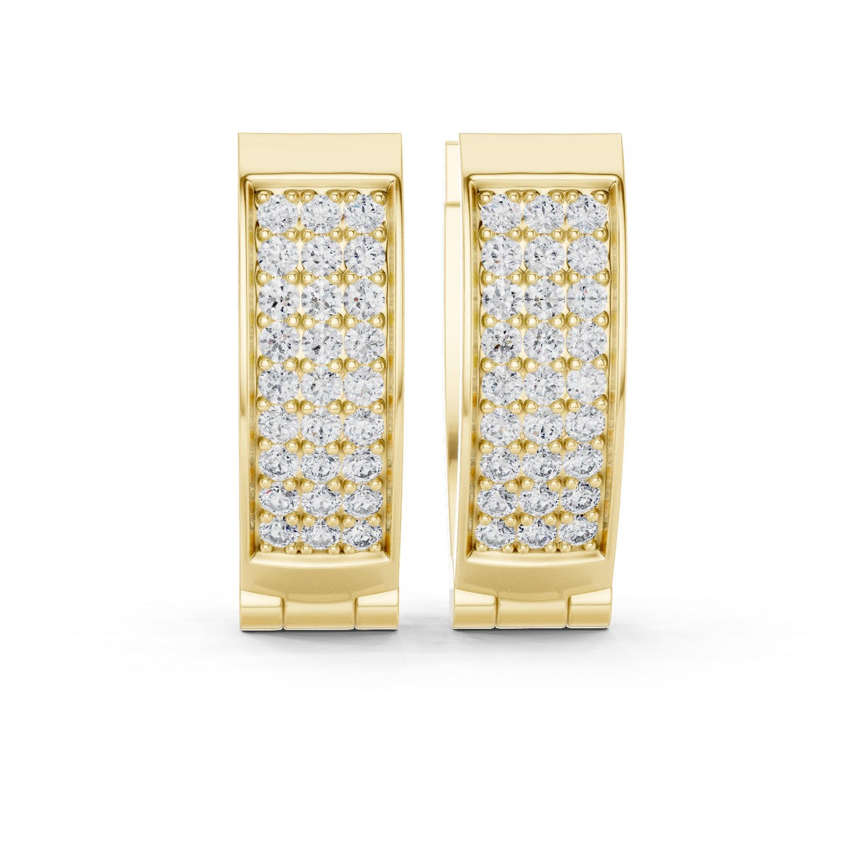 14K Solid Gold Lab Diamond Huggie Earrings, Yellow Gold