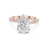 Gold Ring DDLR-167, Pear center stone, Rose Gold, view 4