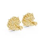 14K Solid Gold Lab Diamond Halo Earrings, Yellow Gold, view 3