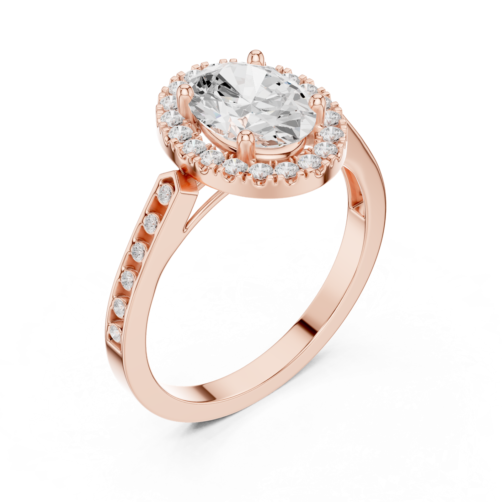 Gold Ring DDLR-349, Oval center stone, Rose Gold, view 2