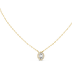 14K Solid Gold Lab Diamond Halo Pendant Necklace, Yellow Gold, view 1