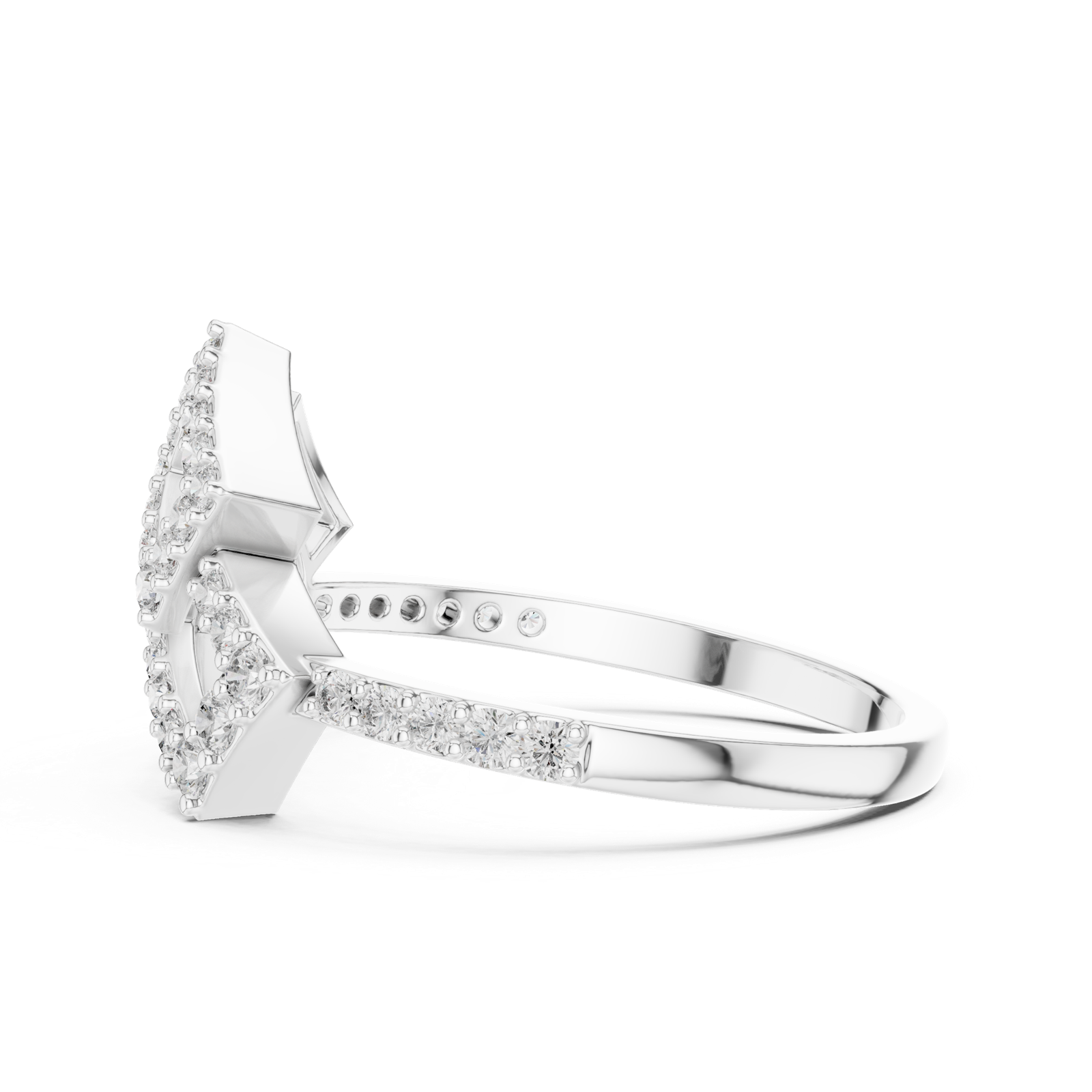 Gold Ring LR-01 (58), White Gold, view 3