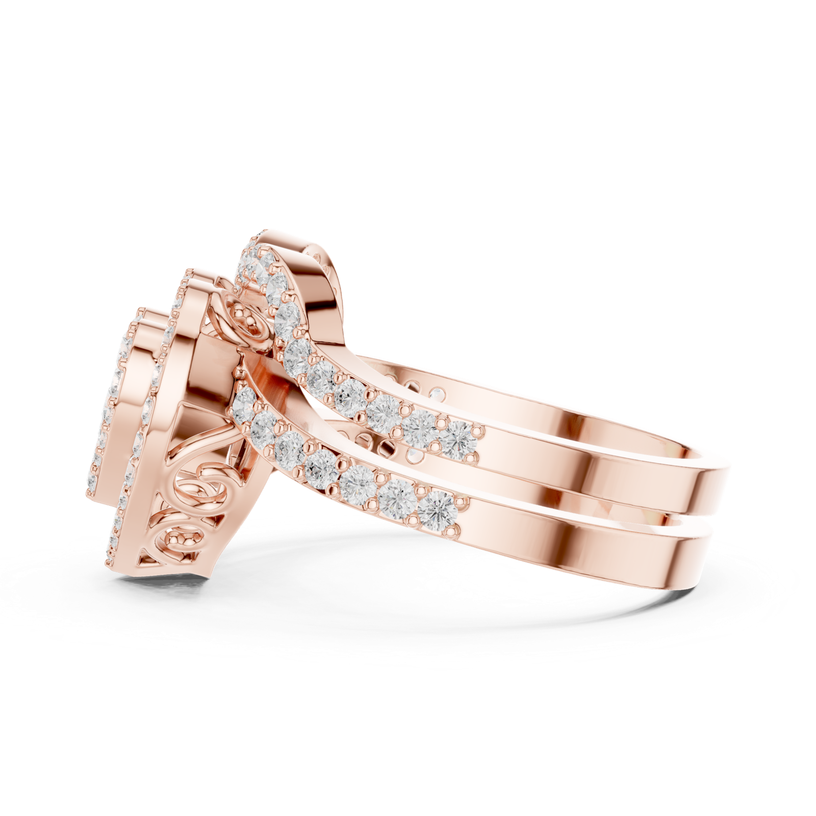 Gold Ring DDLR-581, Rose Gold, view 3