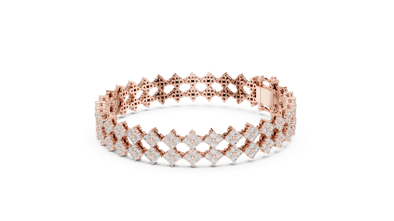 14K Solid Gold Lab Diamond Bracelet, Rose Gold, view 1