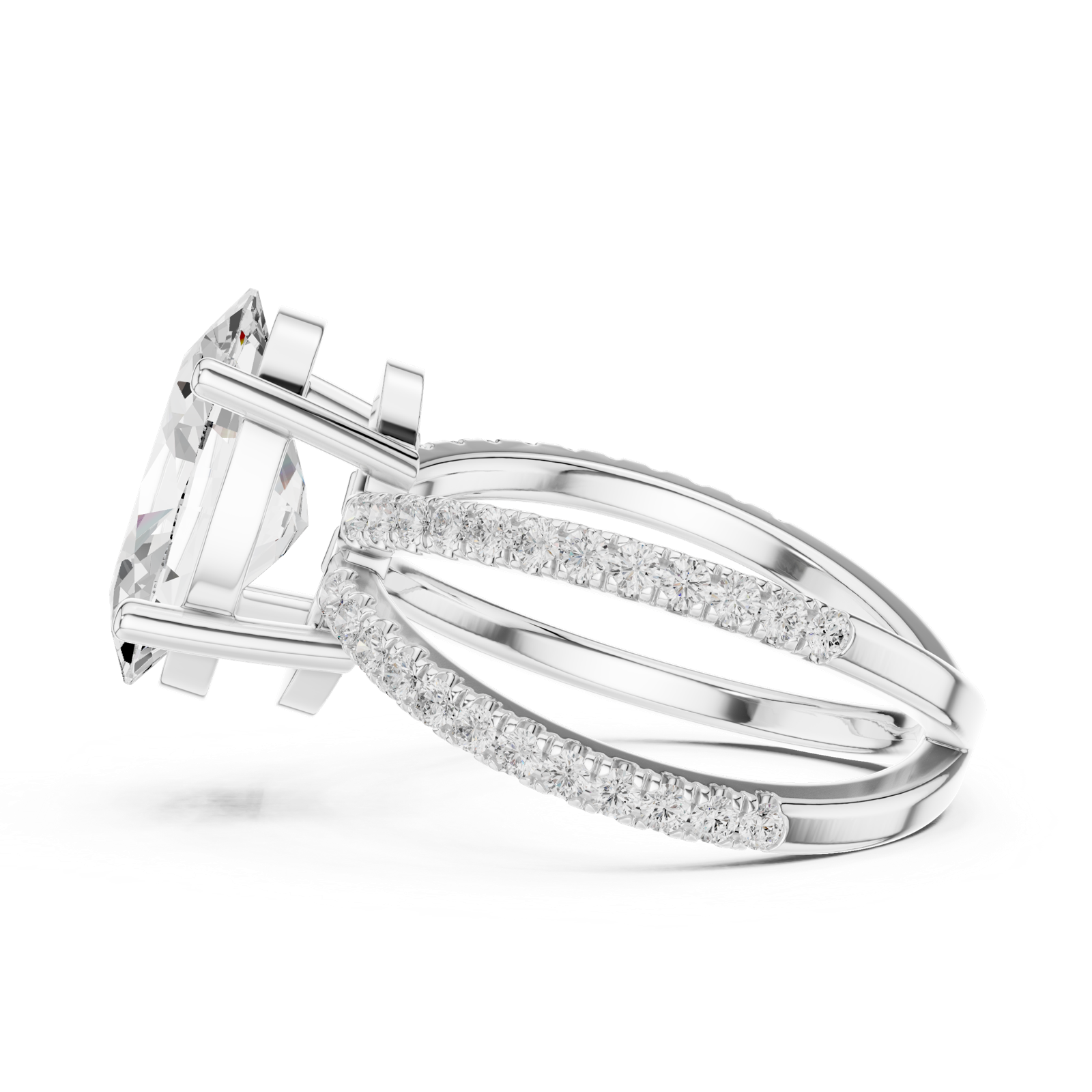 Gold Jewelry L36-25, Oval center stone, White Gold, view 3