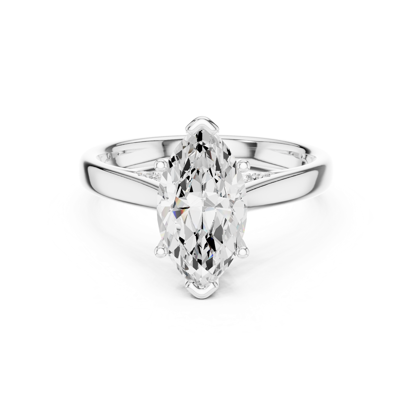 Gold Jewelry L36-18, Marquise center stone, White Gold, view 4