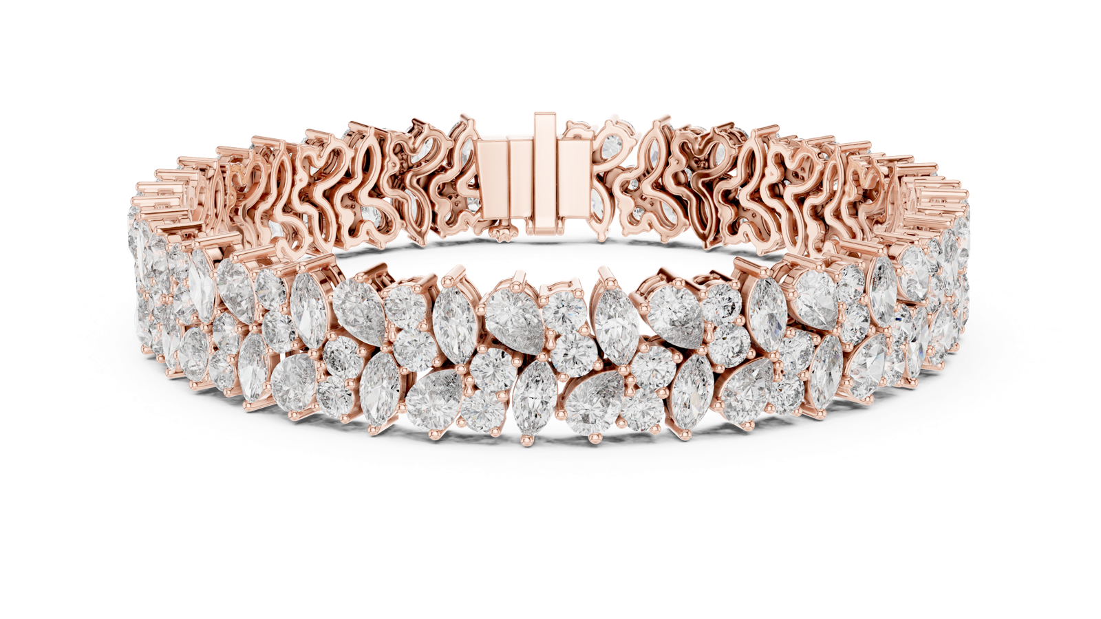 14K Solid Gold Lab Diamond Bracelet, Rose Gold, view 4