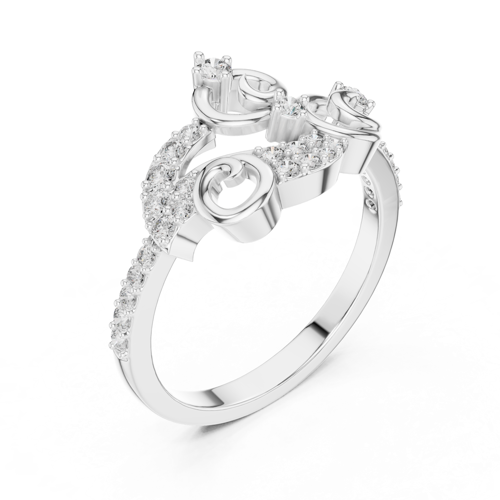 Gold Ring LR-01 (76), White Gold, view 2