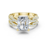 Gold Ring DDLR-300, Radiant center stone, Yellow Gold