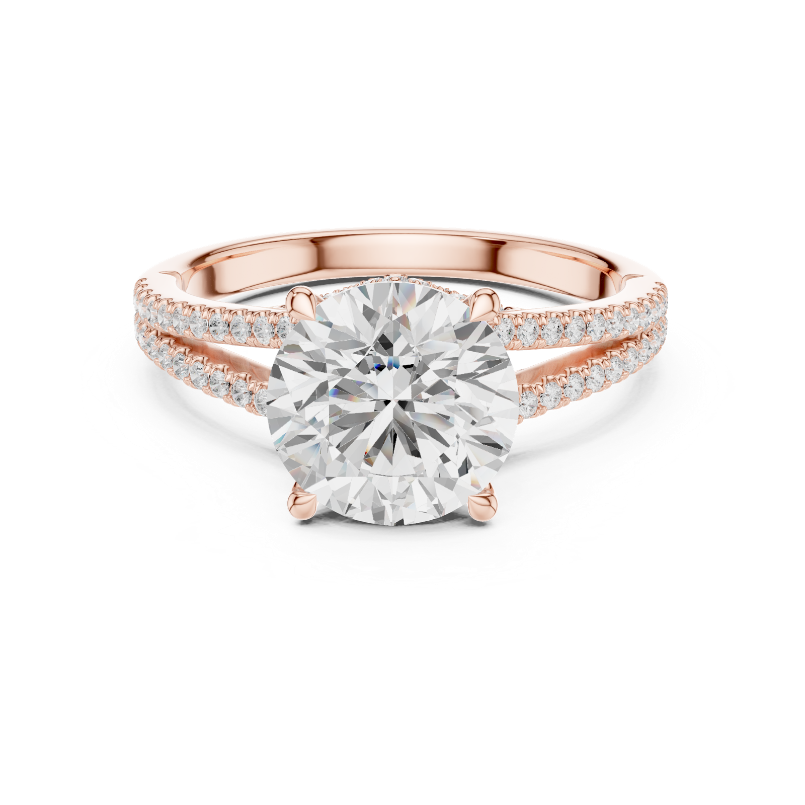 Gold Ring DDLR-252, Round center stone, Rose Gold, view 4
