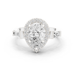 Gold Ring DDLR-342, Pear center stone, White Gold