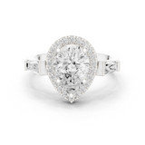 Gold Ring DDLR-342, Pear center stone, White Gold
