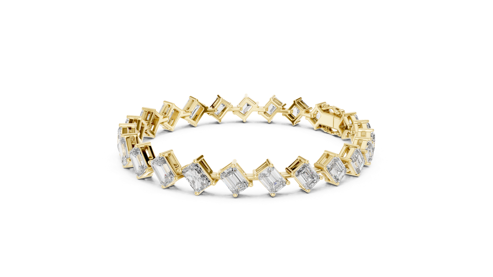 14K Solid Gold Lab Diamond Bracelet, Yellow Gold, view 1