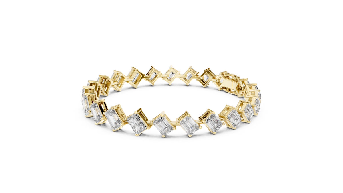 14K Solid Gold Lab Diamond Bracelet, Yellow Gold, view 1