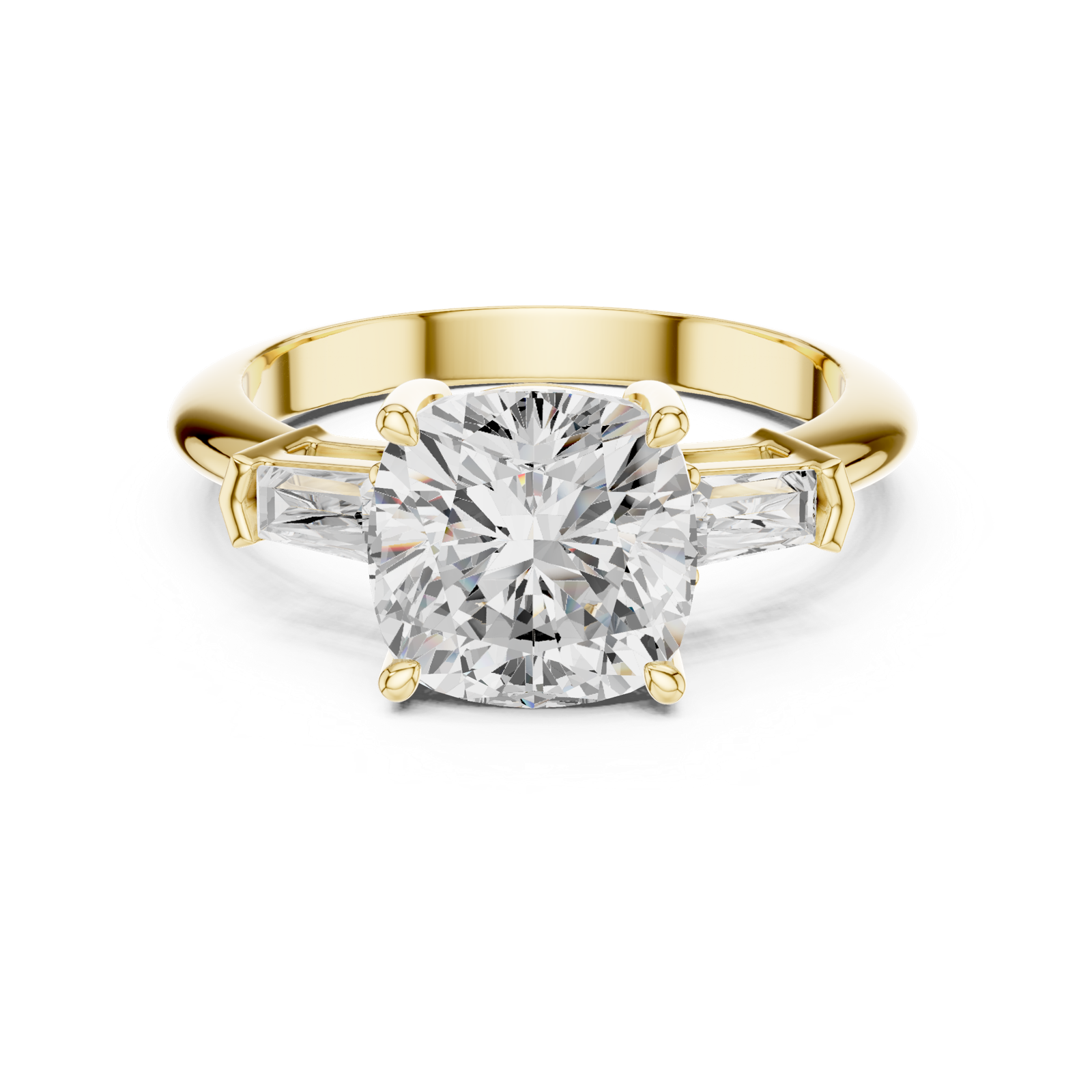 Gold Jewelry, Cushion center stone, Yellow Gold, view 4
