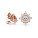 14K Solid Gold Lab Diamond Star Cluster Earrings, Rose Gold, view 1