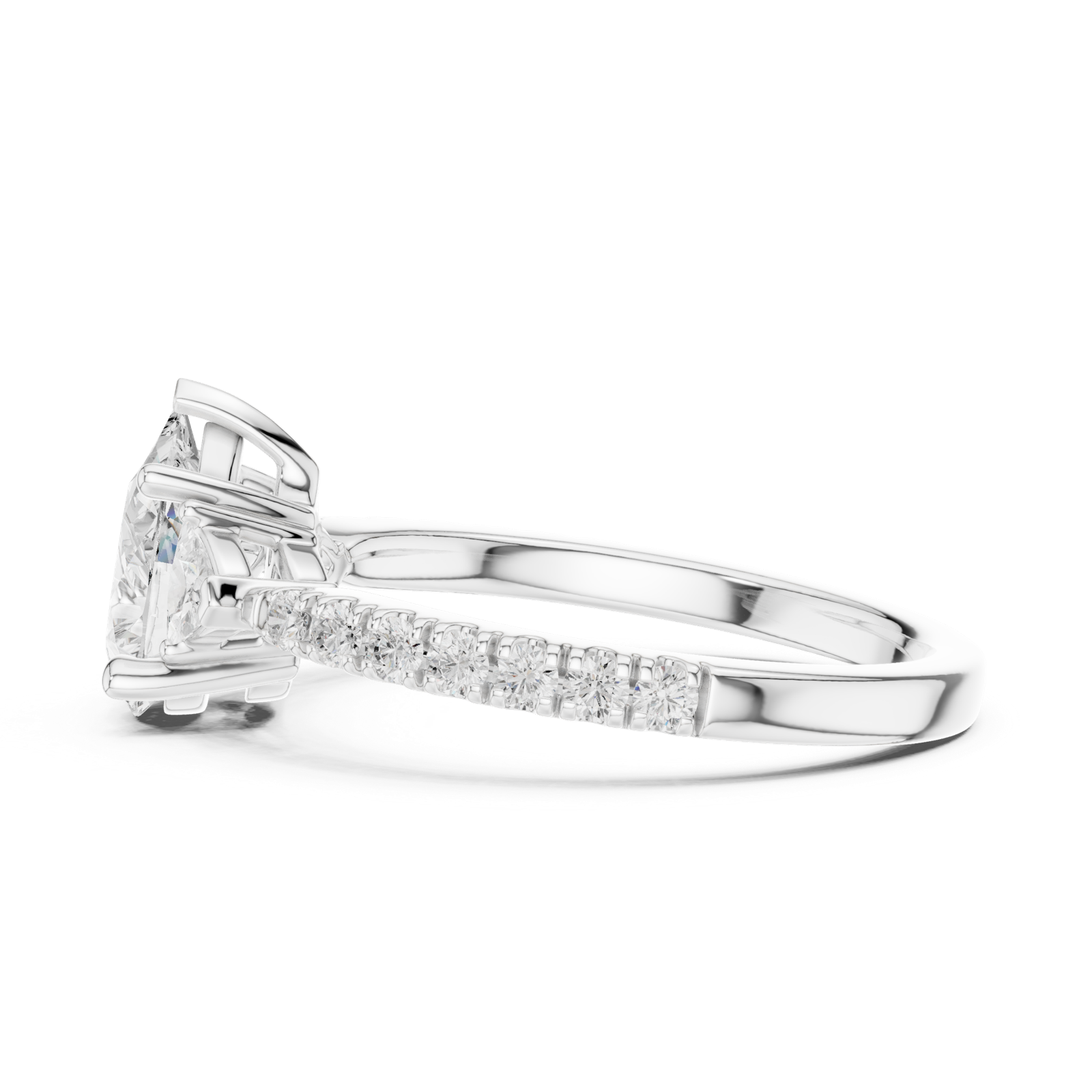 Gold Ring DDLR-037, Pear center stone, White Gold, view 3