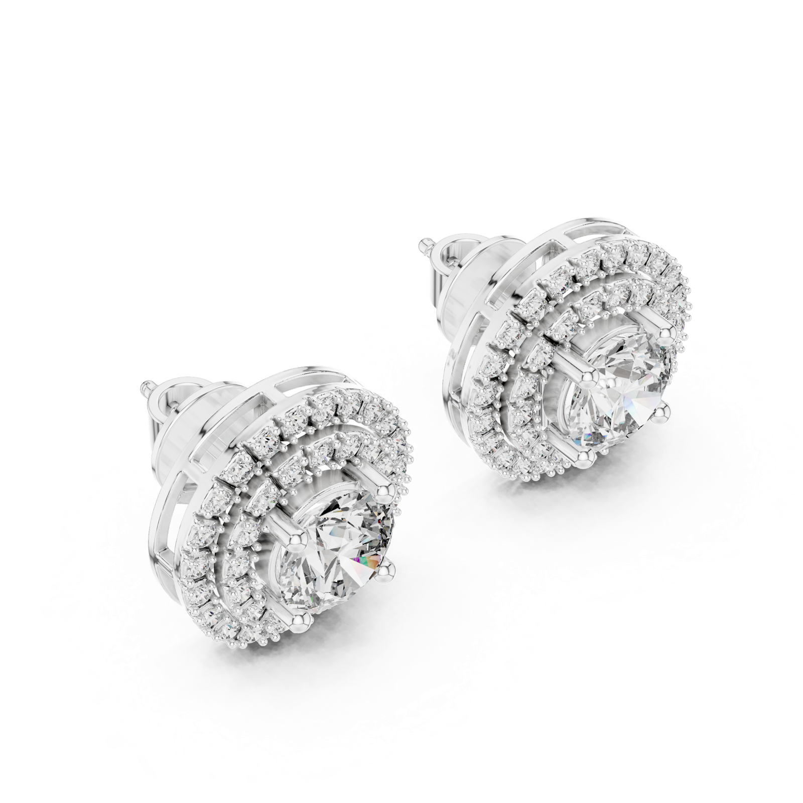 Gold Earrings ER-0017, White Gold, view 2
