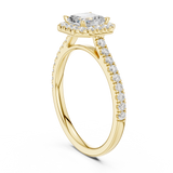 Gold Halo Pave Engagement Ring, Asscher center stone, Yellow Gold, view 1