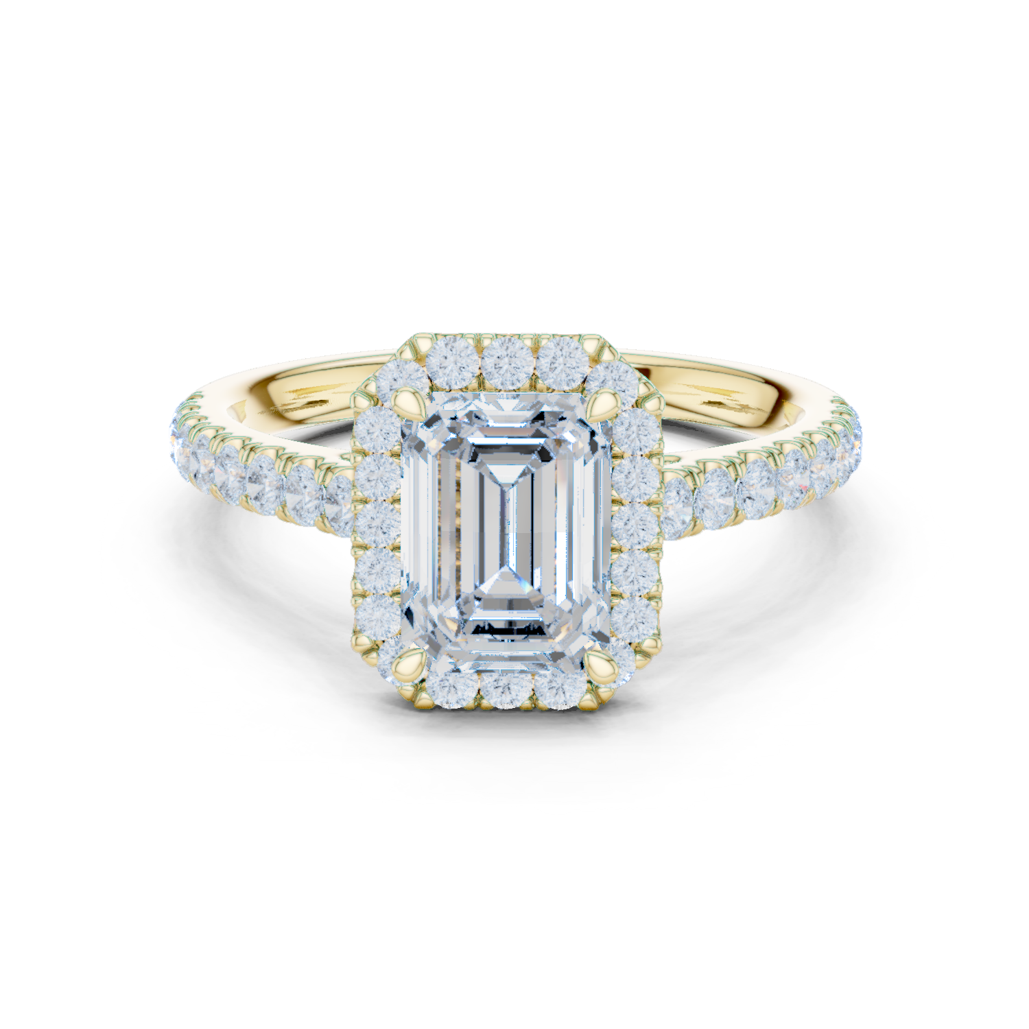 Gold Ring DDLR-118, Emerald center stone, Yellow Gold
