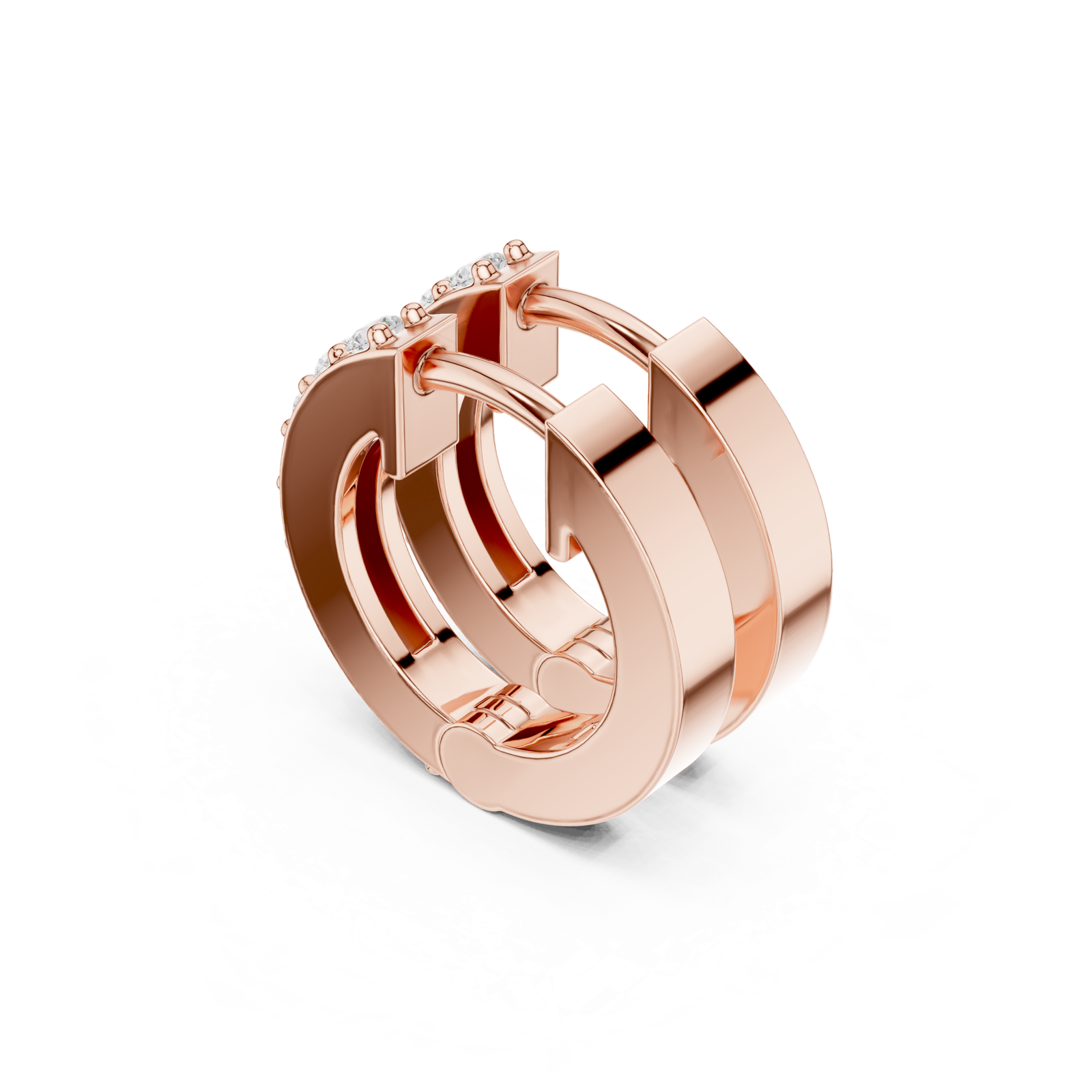 Gold Earrings AGDER-379, Rose Gold, view 2