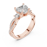Gold Ring, Heart center stone, Rose Gold, view 2