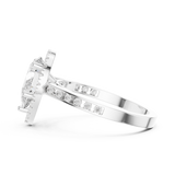 Gold Ring DDLR-349, Pear center stone, White Gold, view 3