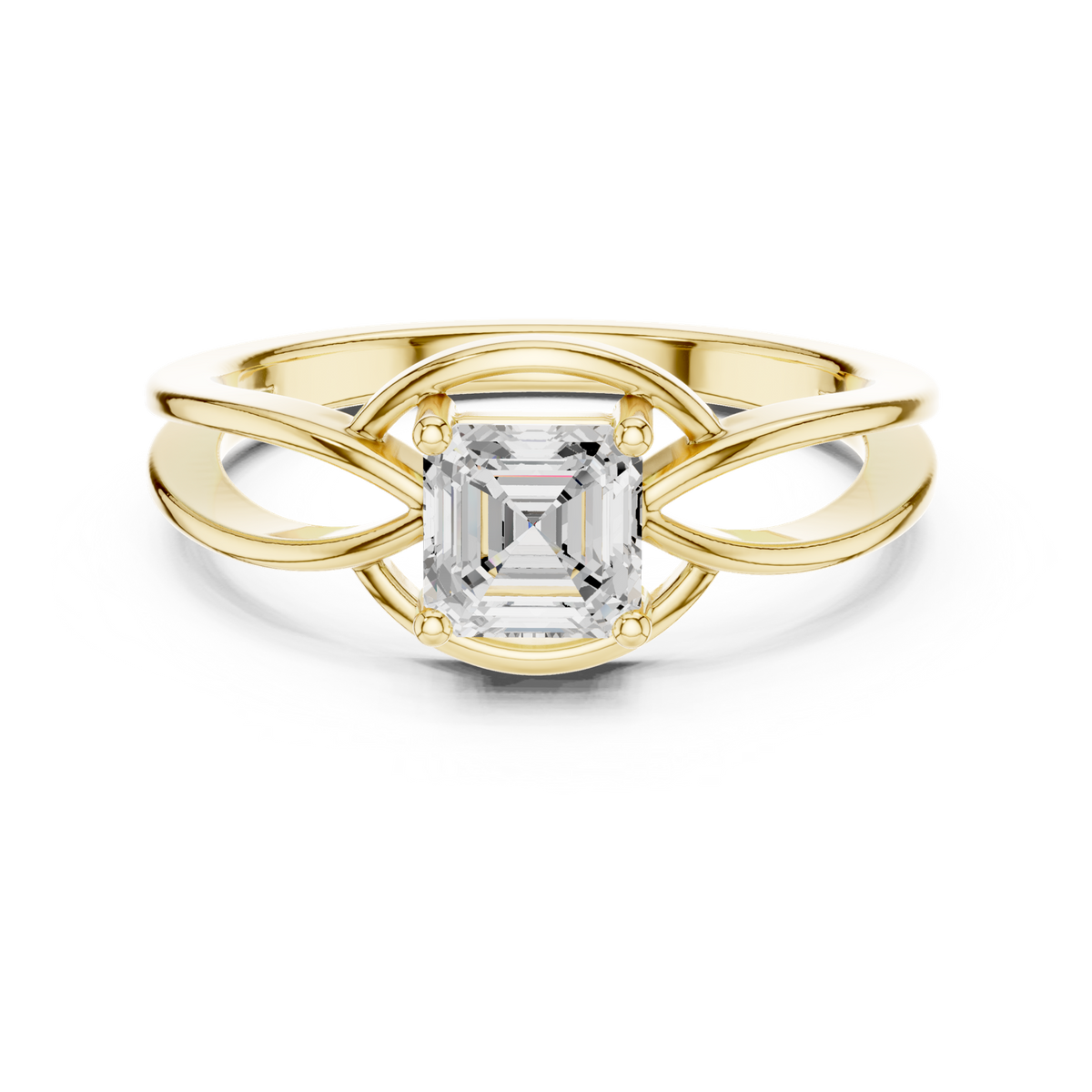14K Solid Gold Lab Diamond Twist Ring, Yellow Gold