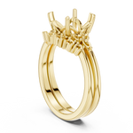 Gold Ring DDLR-440, Asscher center stone, Yellow Gold