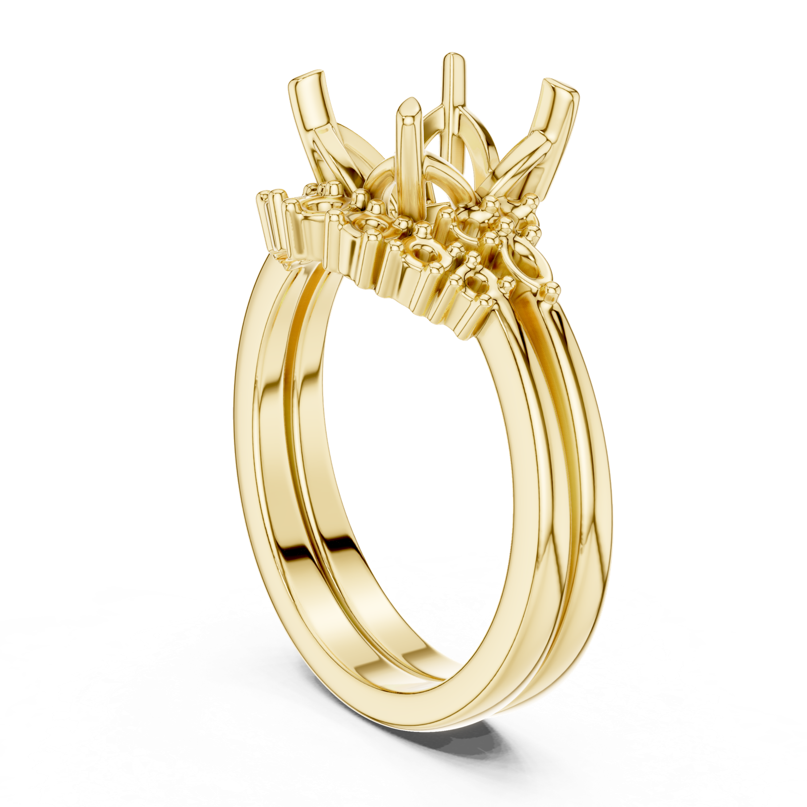 Gold Ring DDLR-440, Asscher center stone, Yellow Gold