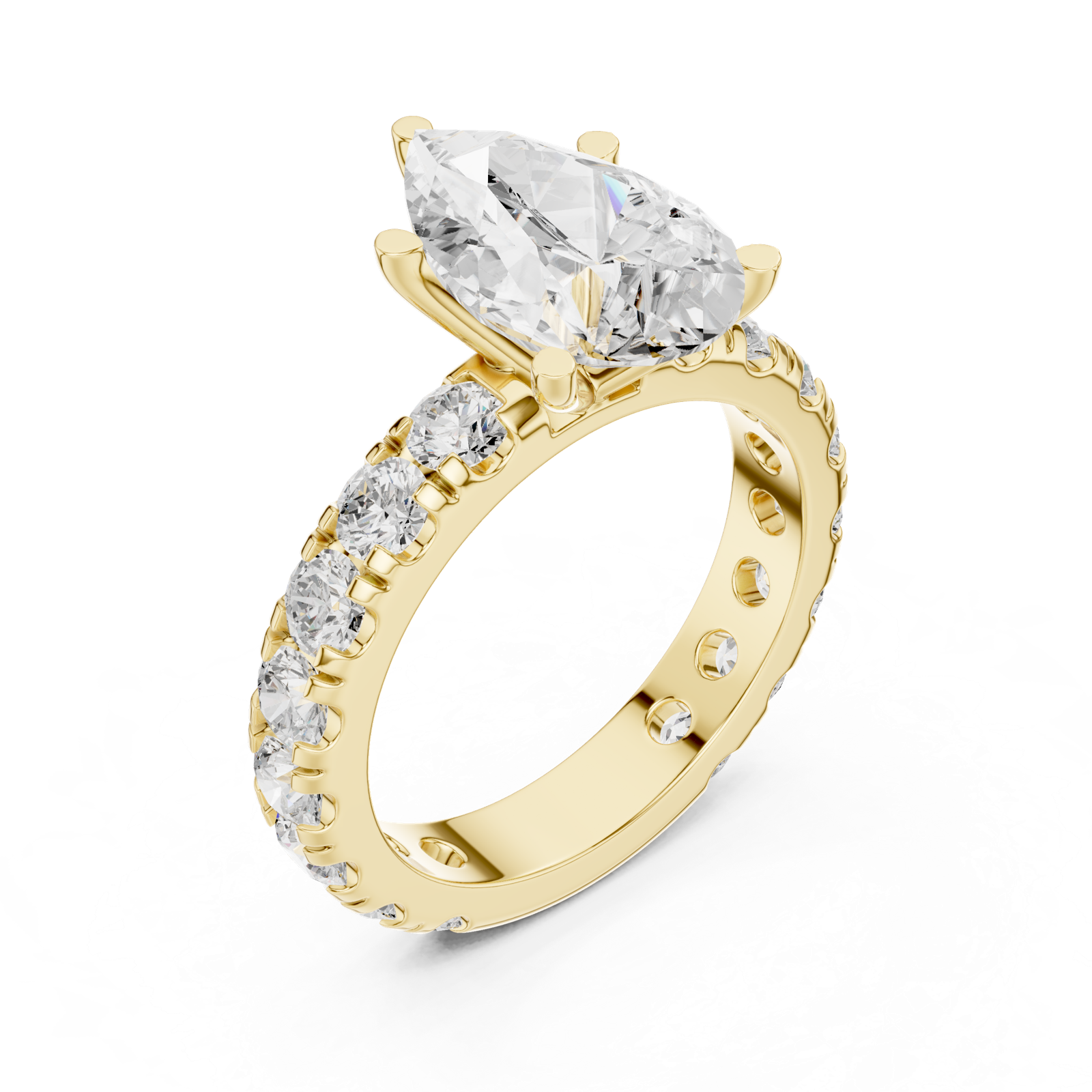 Gold Jewelry L35-63, Pear center stone, Yellow Gold, view 2