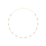 14K Solid Gold Lab Diamond Station Necklace, Yellow Gold
