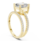Gold Jewelry, Asscher center stone, Yellow Gold, view 1