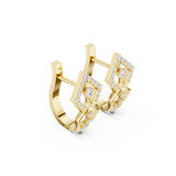 14K Solid Gold Lab Diamond Cluster Earrings, Yellow Gold, view 1