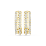 14K Solid Gold Lab Diamond Huggie Earrings, Yellow Gold