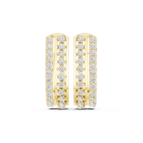 14K Solid Gold Lab Diamond Huggie Earrings, Yellow Gold