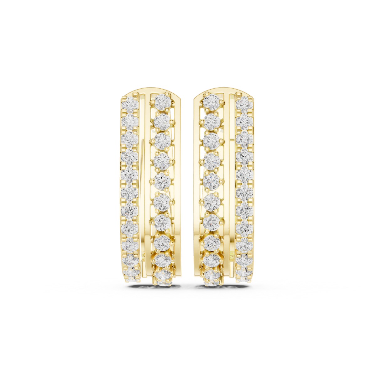14K Solid Gold Lab Diamond Huggie Earrings, Yellow Gold