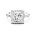 Gold Ring DDLR-349, Princess center stone, White Gold, view 4