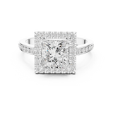 Gold Ring DDLR-349, Princess center stone, White Gold, view 4