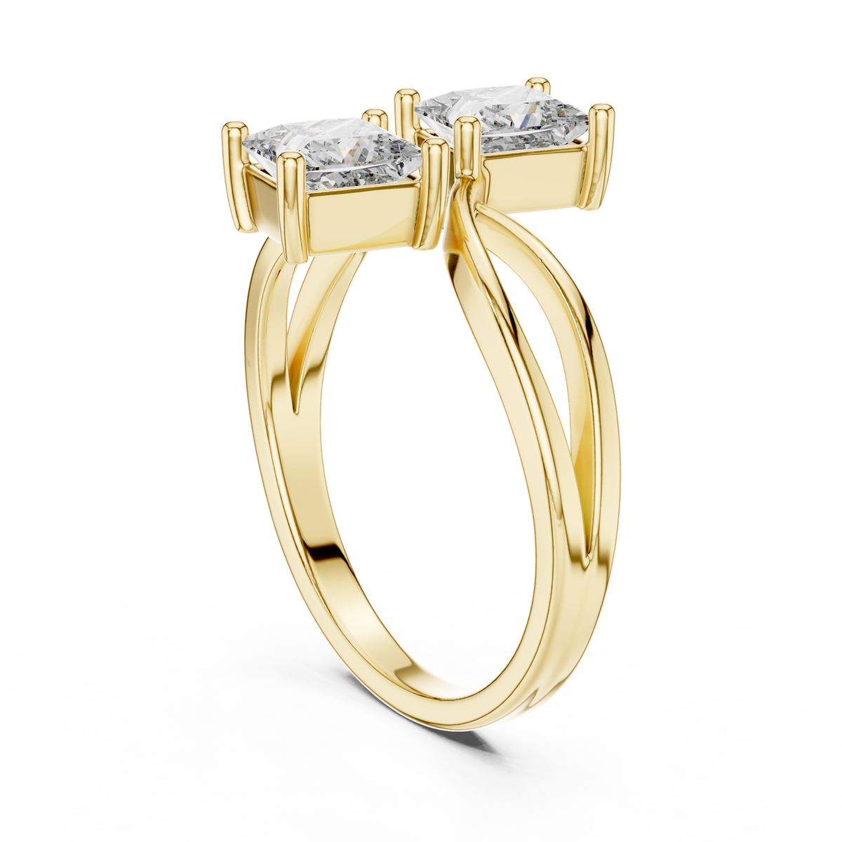 14K Solid Gold Lab Diamond Infinity Crossover Ring, Yellow Gold, view 1