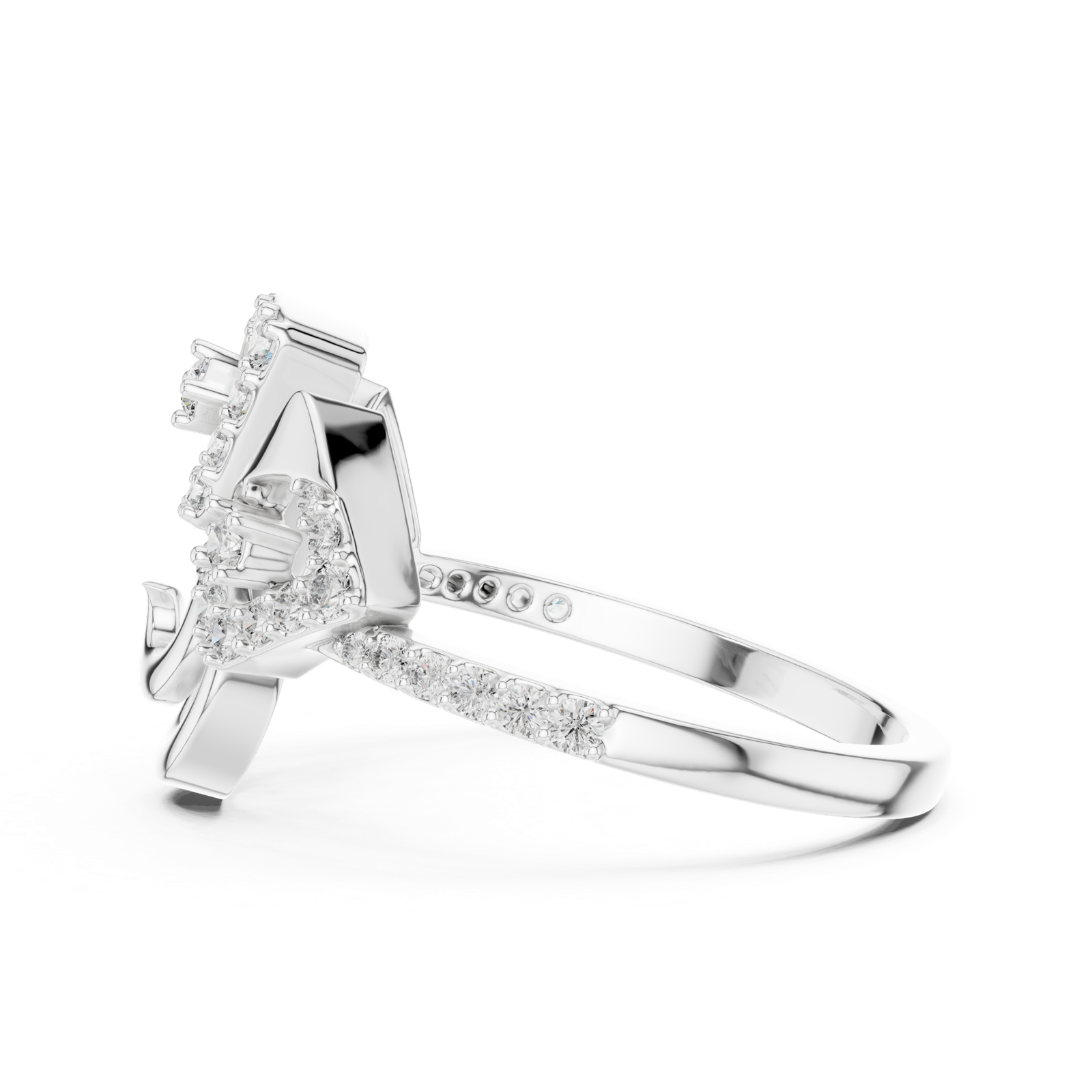 Gold Ring LR-01 (70), White Gold, view 3