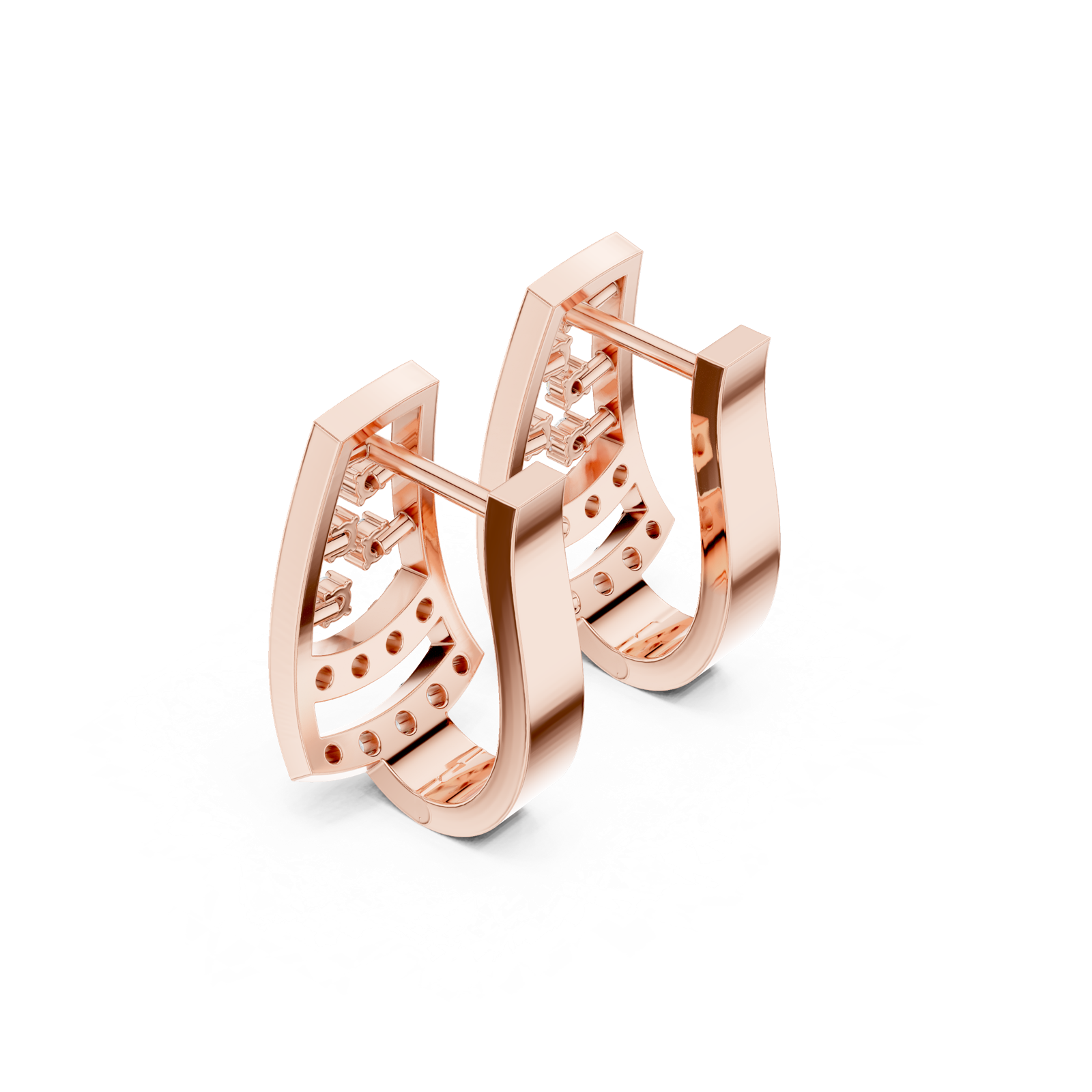 14K Solid Gold Lab Diamond Cluster Earrings, Rose Gold, view 2