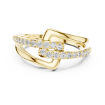 14K Solid Gold Lab Diamond Crossover Ring, Yellow Gold