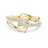 14K Solid Gold Lab Diamond Crossover Ring, Yellow Gold