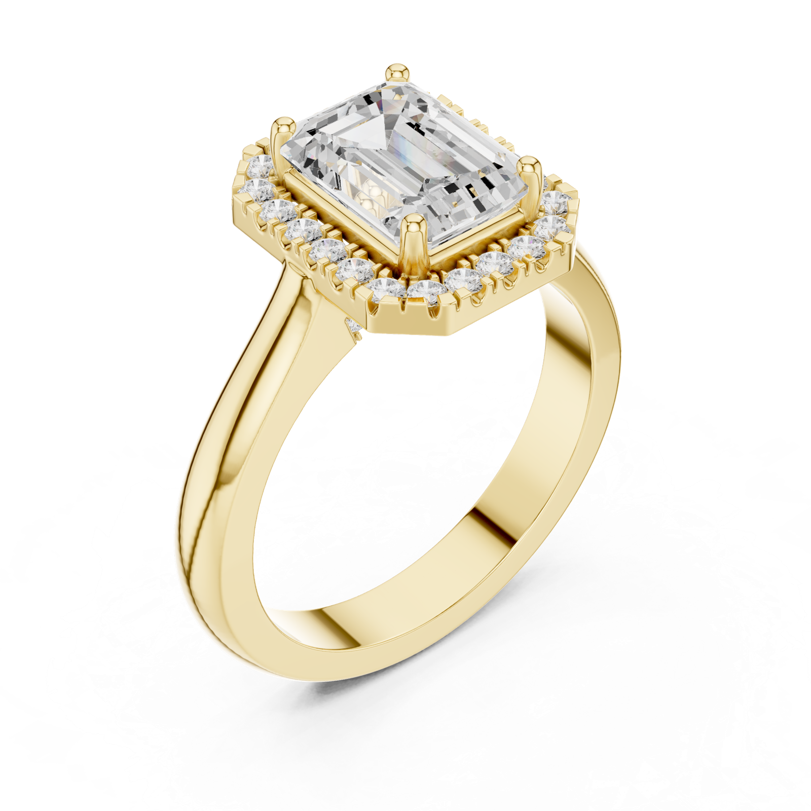 Gold Ring, Emerald center stone, Yellow Gold, view 2