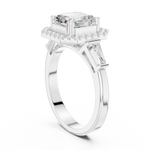 Gold Ring, Asscher center stone, White Gold, view 1
